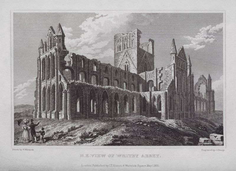 North East View of Whitby Abbey (gravering) av Nathaniel (after) Whittock