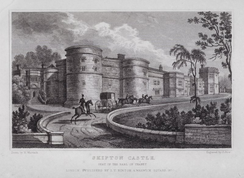 Skipton Castle, sete for jarlen av Thanet (gravering) av Nathaniel (after) Whittock