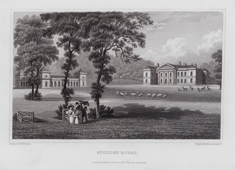Studley Royal (gravering) av Nathaniel (after) Whittock