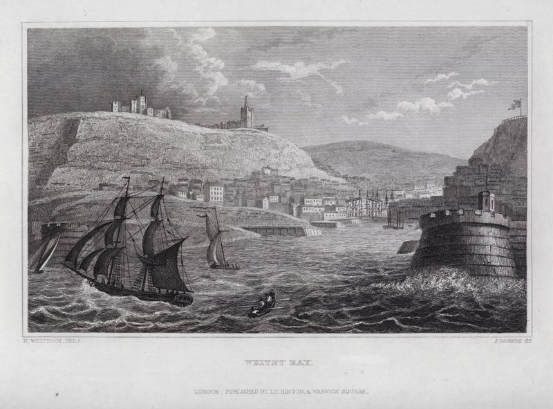 Whitby Bay (gravering) av Nathaniel (after) Whittock