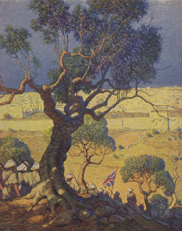 Engelske tropper som stiger ned fra Oljeberget av Newell Convers Wyeth