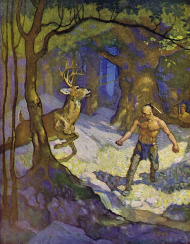 Illustrasjon for The Last of the Mohicans av Newell Convers Wyeth