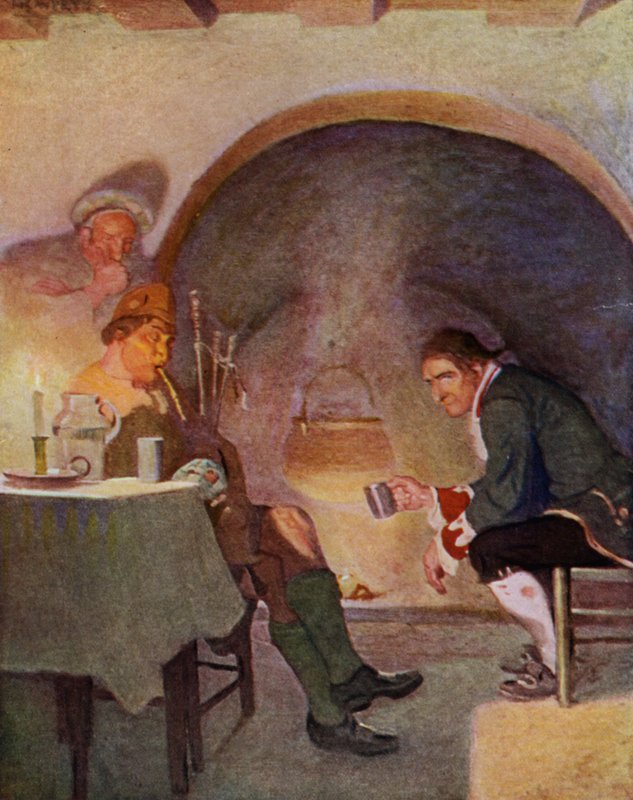 Illustrasjon for kidnappet av Robert Louis Stevenson (farge litho) av Newell Convers (after) Wyeth
