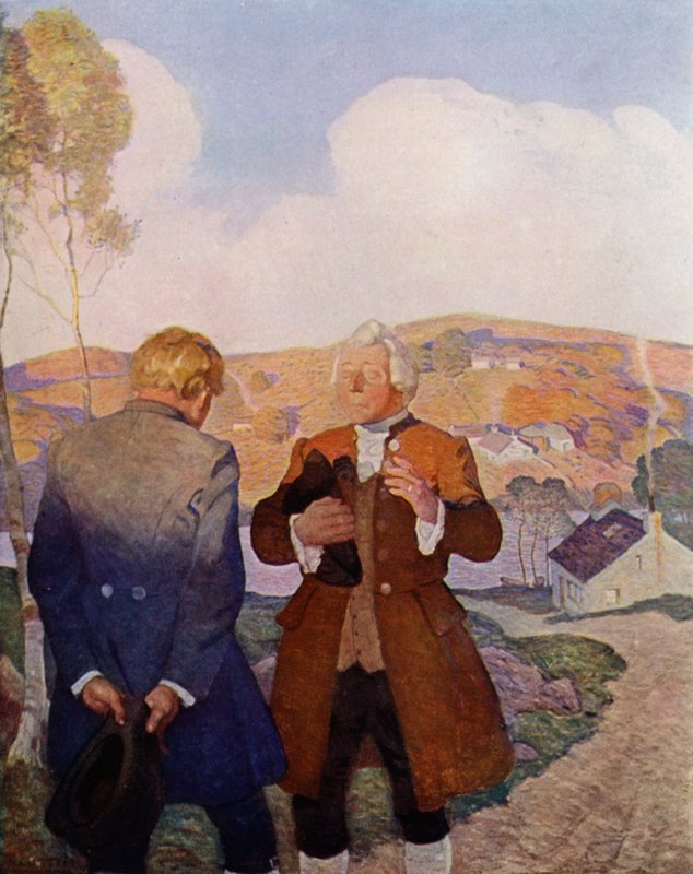 Illustrasjon for kidnappet av Robert Louis Stevenson (farge litho) av Newell Convers (after) Wyeth
