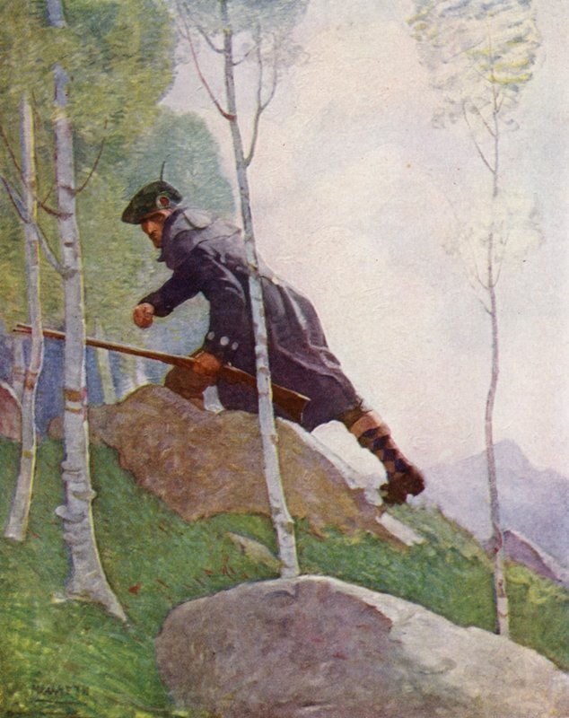 Illustrasjon for kidnappet av Robert Louis Stevenson (farge litho) av Newell Convers (after) Wyeth