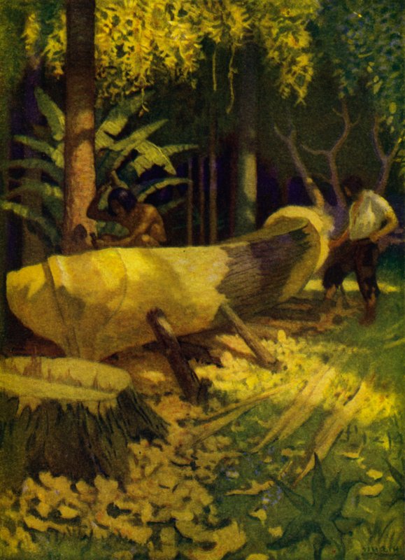 Illustrasjon for Robinson Crusoe (farge litho) av Newell Convers (after) Wyeth