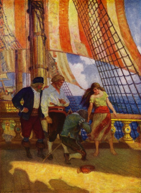 Illustrasjon for Westward Ho! av Charles Kingsley (farge litho) av Newell Convers (after) Wyeth