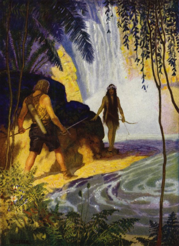 Illustrasjon for Westward Ho! av Charles Kingsley (farge litho) av Newell Convers (after) Wyeth