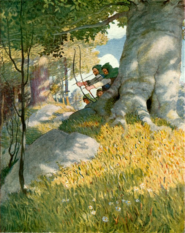 Robin Hood og kameratene hans redder Will Stutely av Newell Convers Wyeth