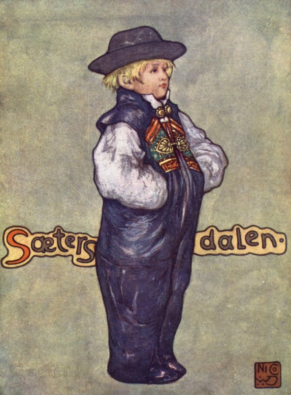 Norge: A Boy of Saetersdalen (farge litho) av Nico Jungman
