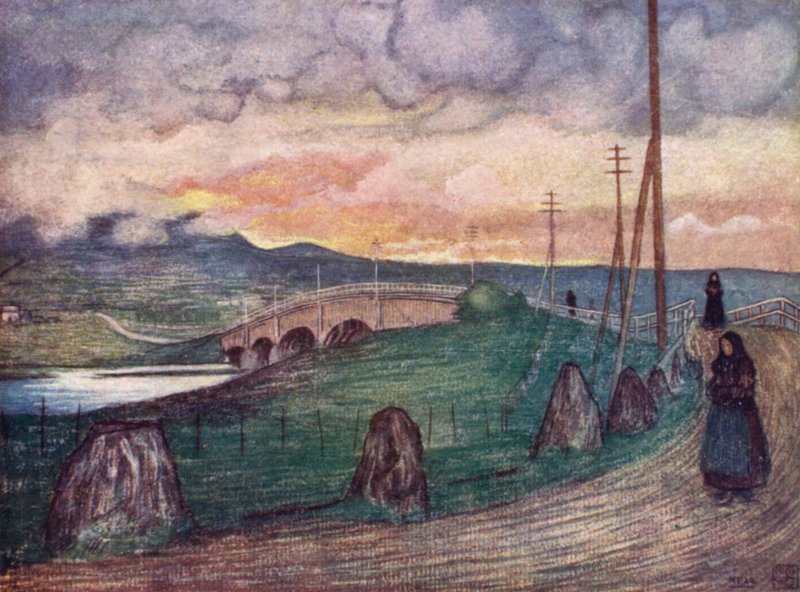 Norge: Veien til helvete, nær Trondhjem (farge litho) av Nico Jungman