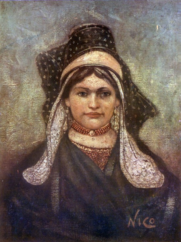 Woman of Hulst (farge litho) av Nico Jungman