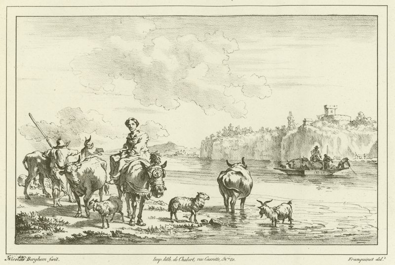 Kvinne på et muldyr av Nicolaes Pietersz. Berchem