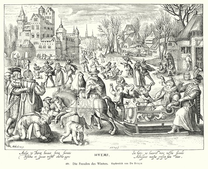 Vinterens gleder (kobbergravering) av Nicolaes de (after) Bruyn