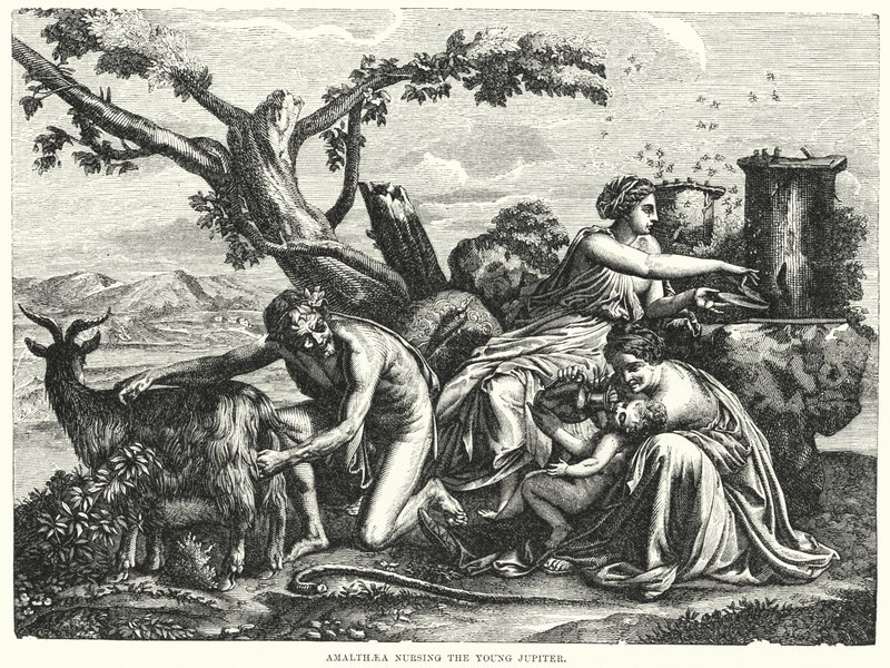 Amalthaea som pleier den unge Jupiter av Nicolas Poussin