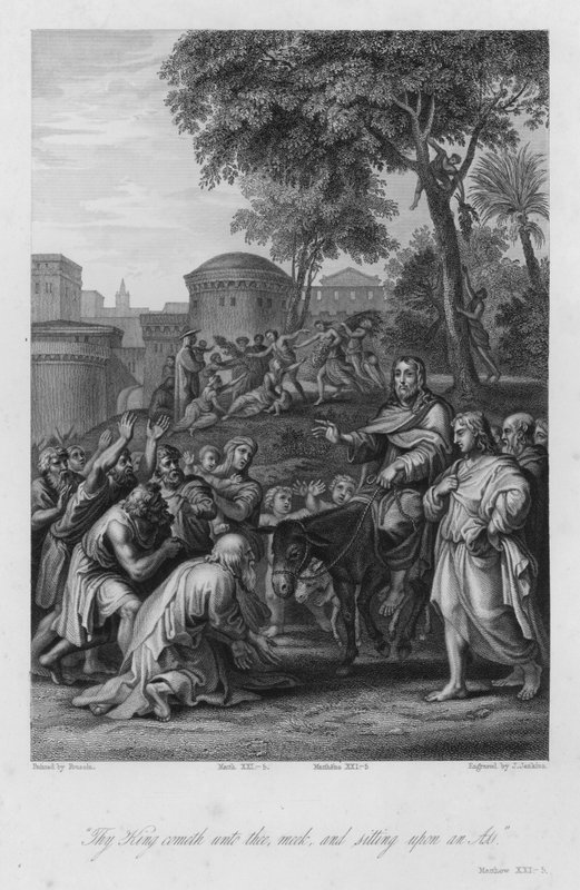 Kristi inngang til Jerusalem, Matteus XXI, 5 (gravering) av Nicolas (after) Poussin