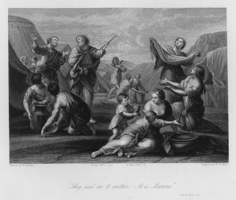 Innsamling av Manna, Exodus XVI av Nicolas (after) Poussin