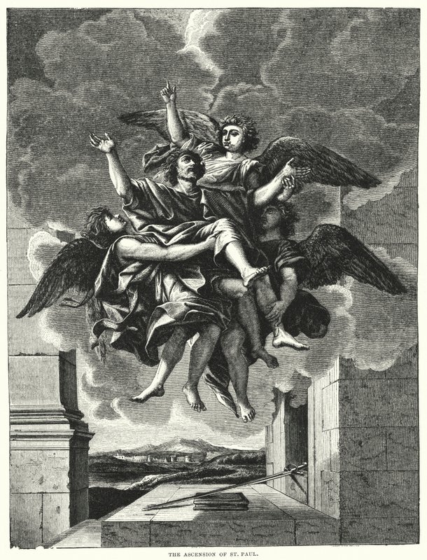 The Ascension of St Paul (gravering) av Nicolas (after) Poussin