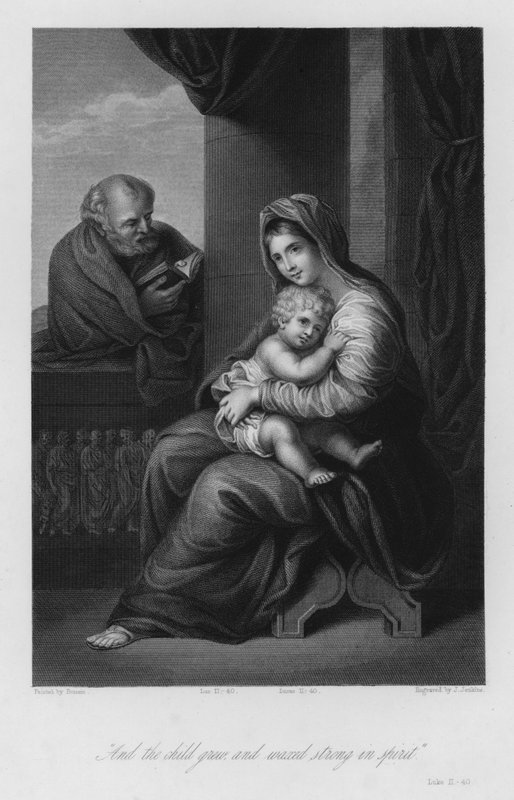 Den hellige familie, Luke II, 40 (gravering) av Nicolas (after) Poussin