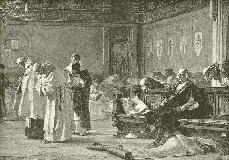 Columbus latterliggjorde ved rådet i Salamanca av Nicolo Barabino
