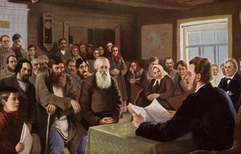 Søndagslesing på en landskole, Russland, 1895 av Nikolai Petrovich Bogdanov Belsky