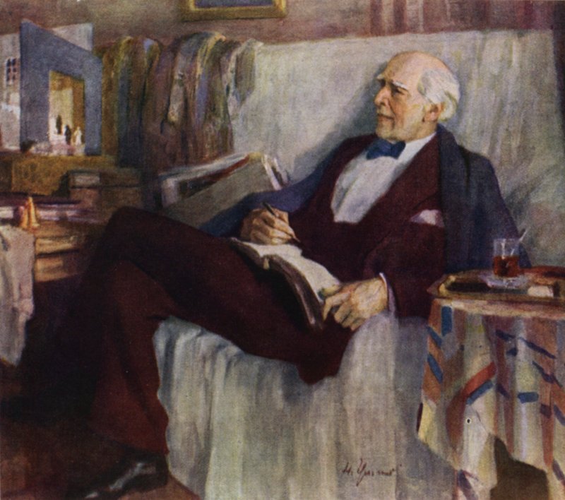 Portrett av den russiske skuespilleren og teaterregissøren Konstantin Stanislavski på jobb av Nikolai Pavlovich Ulyanov