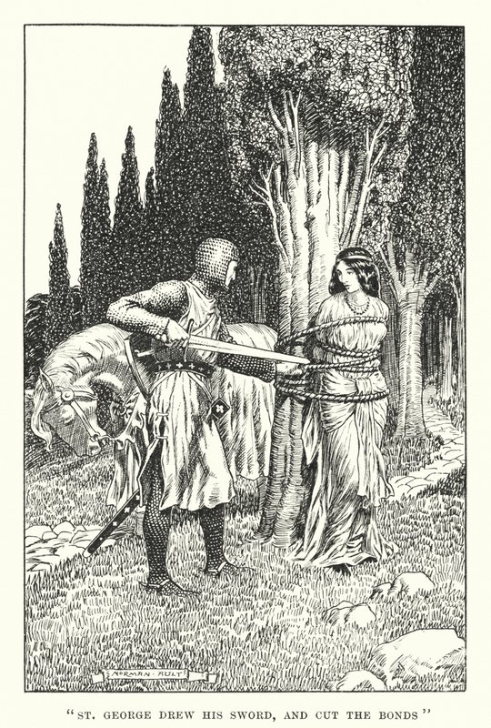 «St. Georg trakk sverdet sitt og kuttet båndene» (lito) av Norman Ault