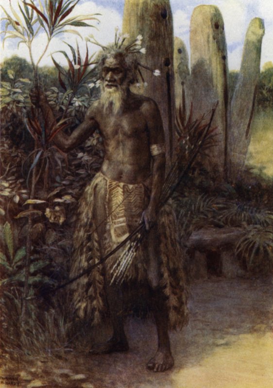A Sacred Man, Aoba, New Hebrides (farge litho) av Norman Hardy
