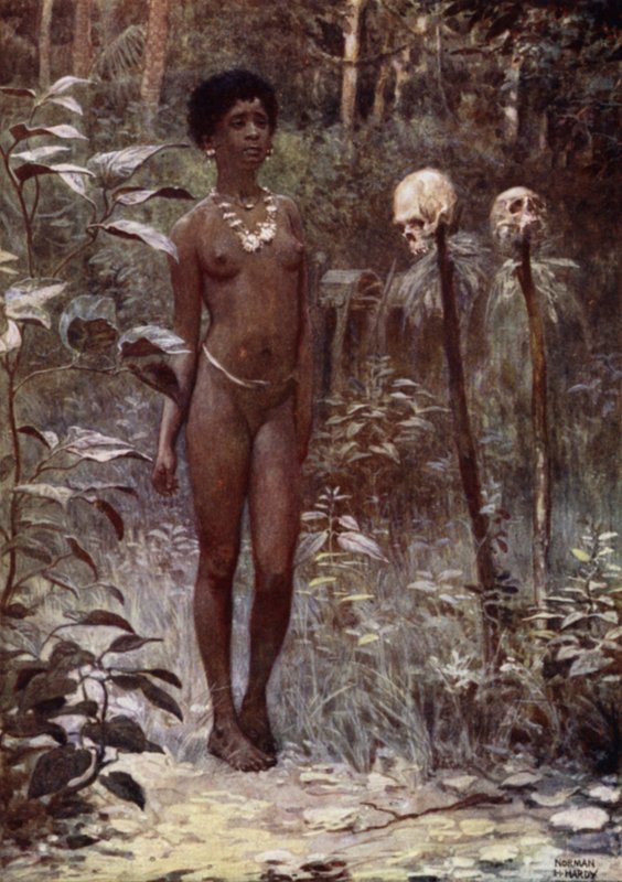 A Tapu Virgin, British Salomon Islands (farge litho) av Norman Hardy