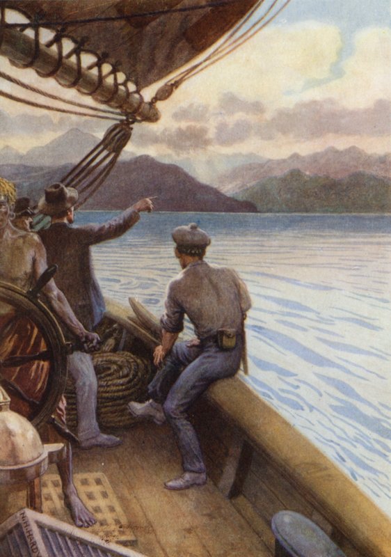 Cruise mellom Sørhavsøyene (farge litho) av Norman Hardy