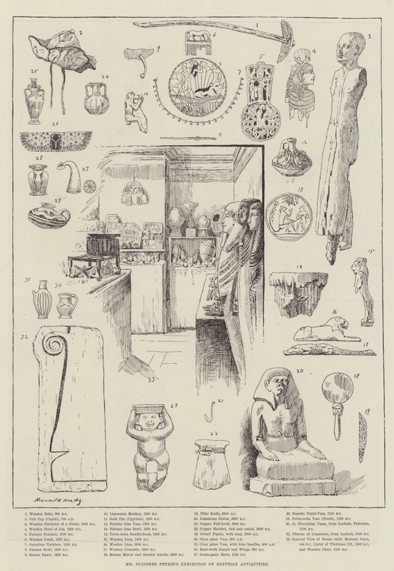 Mr Flinders Petries utstilling av egyptiske antikviteter av Norman Hardy