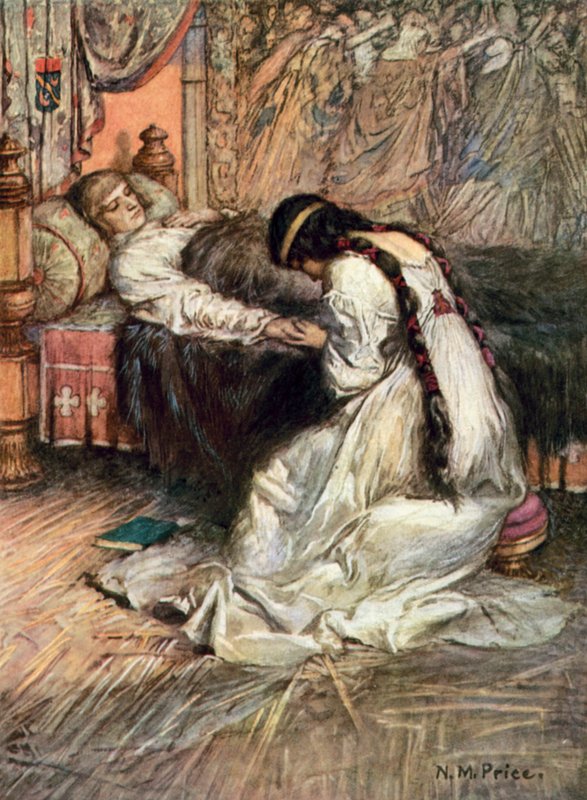 Tennyson, The Princess (farge litho) av Norman Mills (after) Price