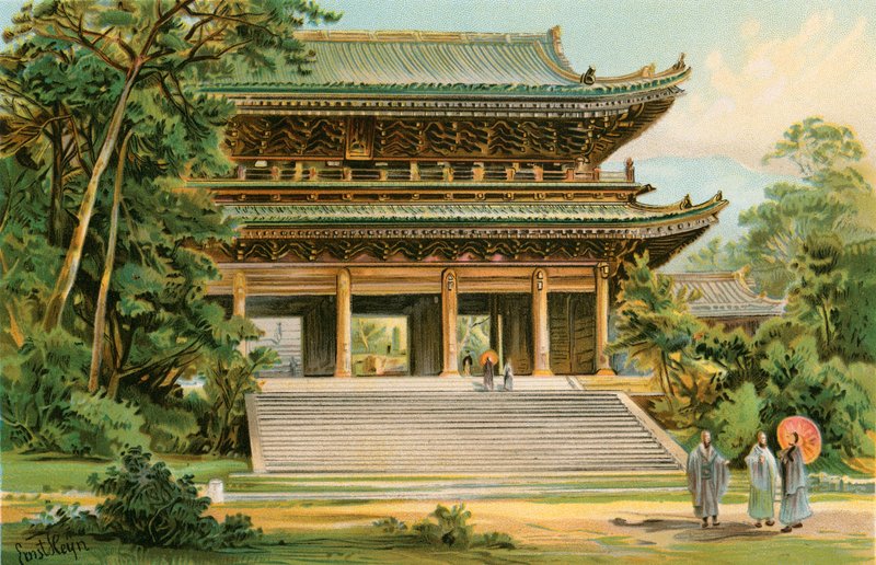 Kulturen til de asiatiske mongoloidene: Japansk tempel av North American