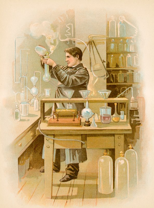 Thomas Edison i laboratoriet hans av North American