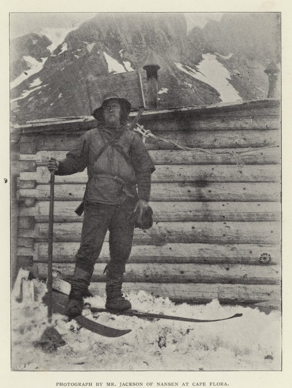 Fotografi av Mr Jackson fra Nansen ved Cape Flora (s/hvitt foto) av Norwegian Photographer