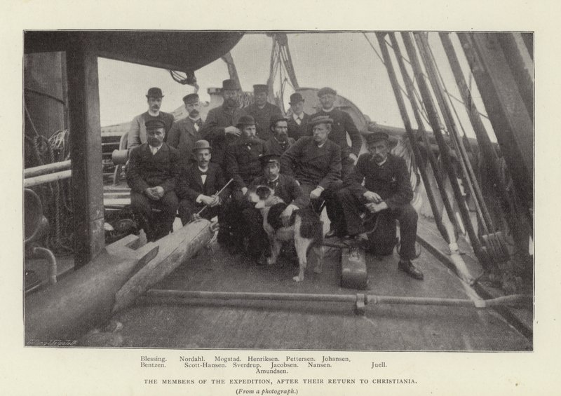 Medlemmene av ekspedisjonen, etter hjemkomsten til Christiania (s/hvitt foto) av Norwegian Photographer