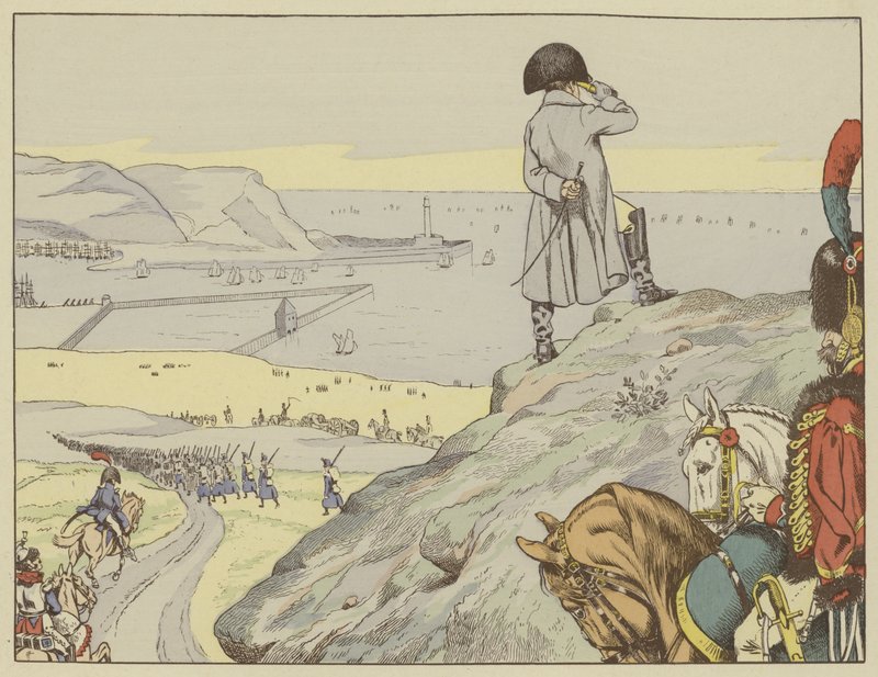 Ved leiren Boulogne så Napoleon konstant over kanalen mot England, september 1803 av Onfray de Breville Job