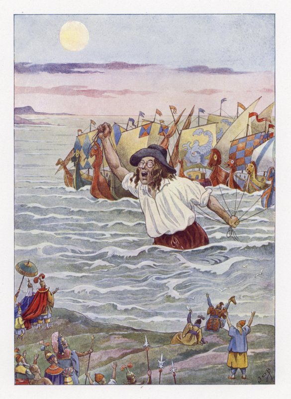 Illustrasjon for Gullivers Travels av Onfray de Breville Job