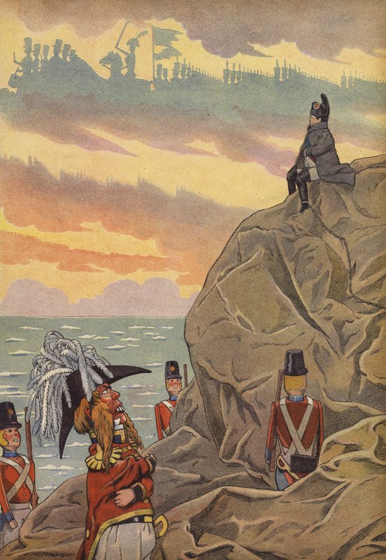 Napoleon ved St Helena, bevoktet av britene av Onfray de Breville Job