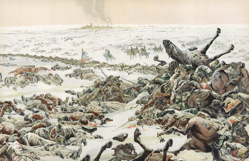 Napoleon observerer slaktingen i det ufattelige slaget ved Eylau, februar 1807 av Onfray de Breville Job