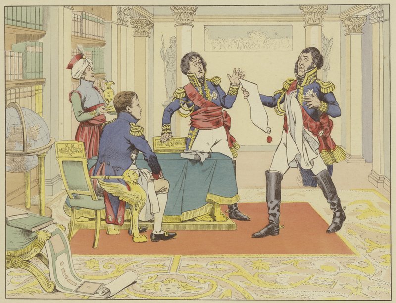 Napoleon belønner marskalk Lefevre ved å gjøre sin hertug av Danzig etter at han erobret byen fra prøysserne, 24. mai 1807 av Onfray de Breville Job