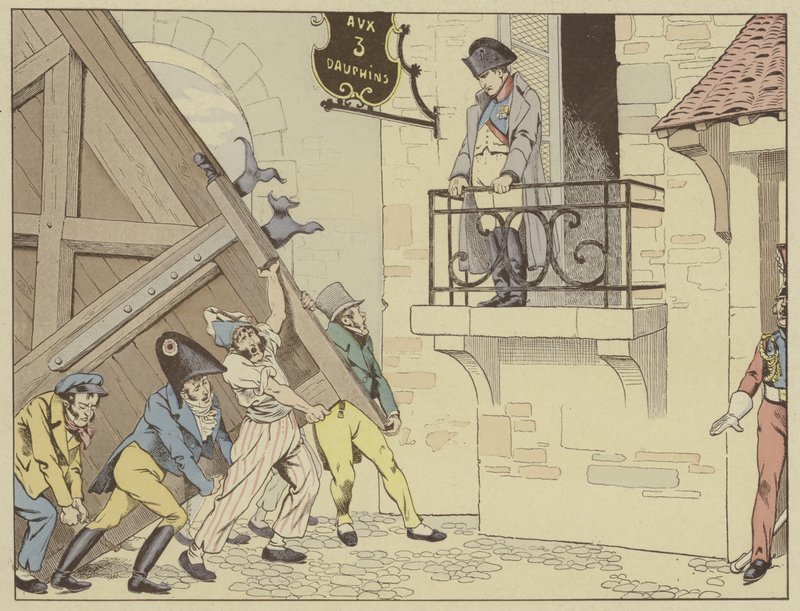 Byen Grenoble åpner portene for Napoleon når han kommer tilbake fra eksil på Elba, 7. mars 1815 av Onfray de Breville Job