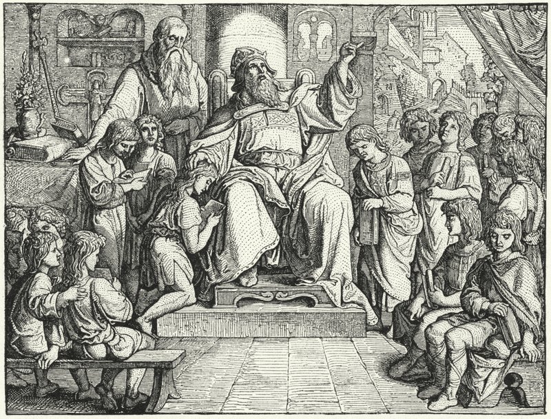 Charlemagne underviste barn ved hoffet sitt av Oskar Pletsch
