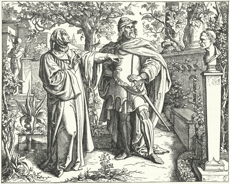 Den hellige romerske keiser Charles IV med den italienske renessansepoeten Petrarch, 1300-tallet av Oskar Pletsch