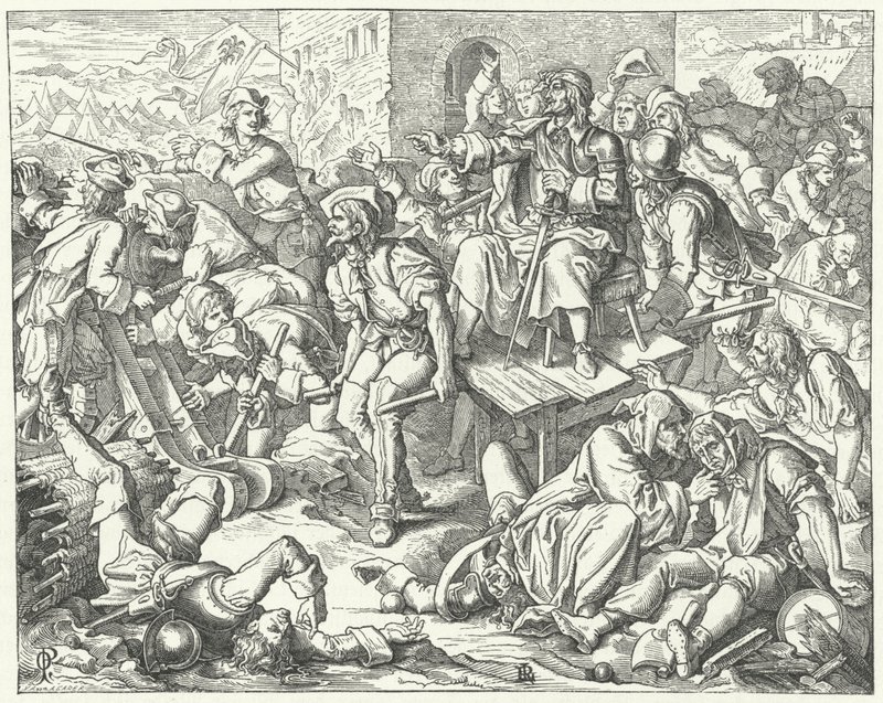 Den sårede grev Ernst Rudiger von Starhemberg blant forsvarerne av Wien, 1683 av Oskar Pletsch