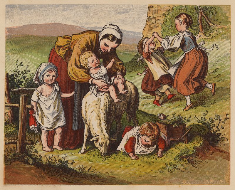 Babyens tur (fargelitografi) av Oskar Pletsch