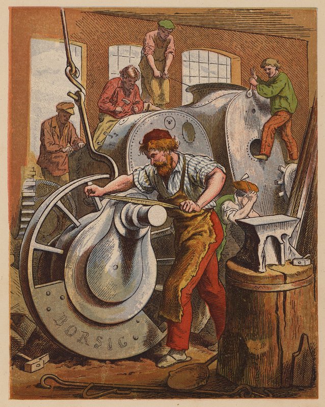 Motorprodusenter (fargelitografi) av Oskar Pletsch