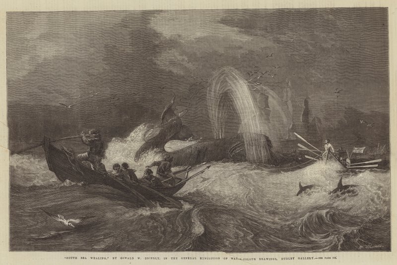 South Sea Whaling, i General Exhibition of Water-Colour Drawings, Dudley Gallery av Oswald Walters Brierly