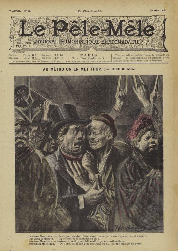 I t-banen legger vi for mye. Illustrasjon for Le Pele-Mele av Oswald (after) Heidbrinck