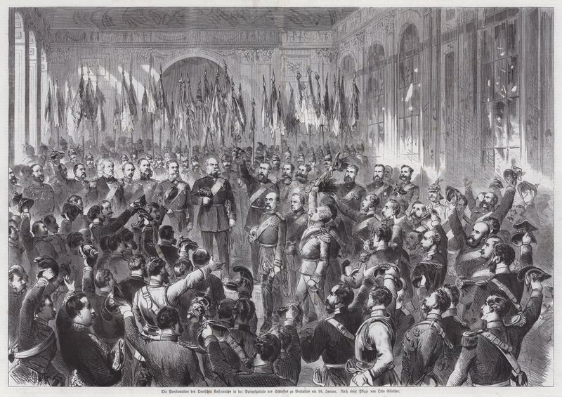 Proklamasjon av kong Wilhelm I av Preussen som keiser av Tyskland, Speilsalen, Palais de Versailles, Frankrike av Otto Edmund Guenther